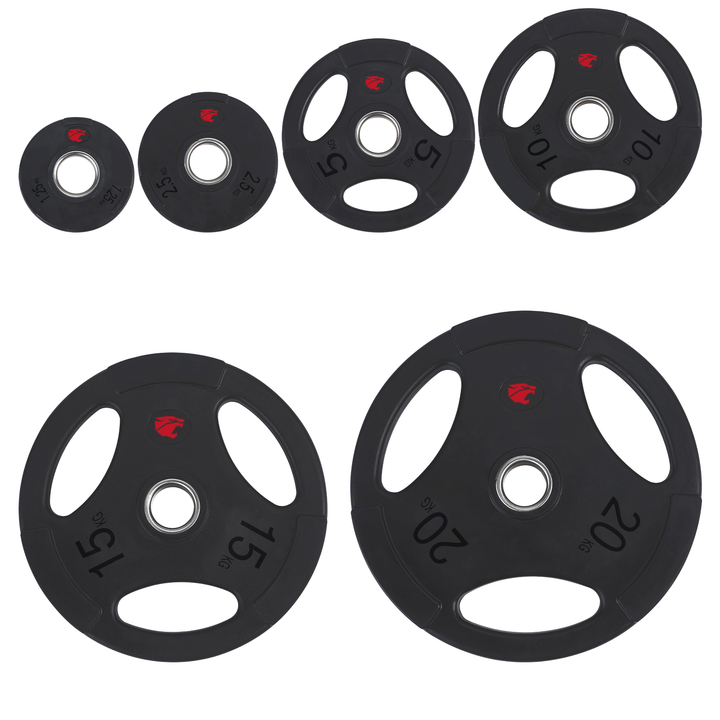 Conjunto Discos de Borracha 105kg 3 Alças 50mm Profissional