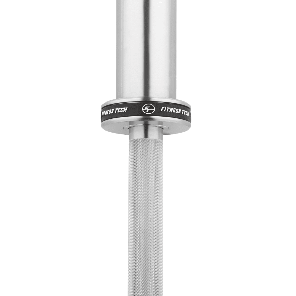 Barra Olímpica de Musculación 1.2m | 50mm - 2 Rodamientos - Logo