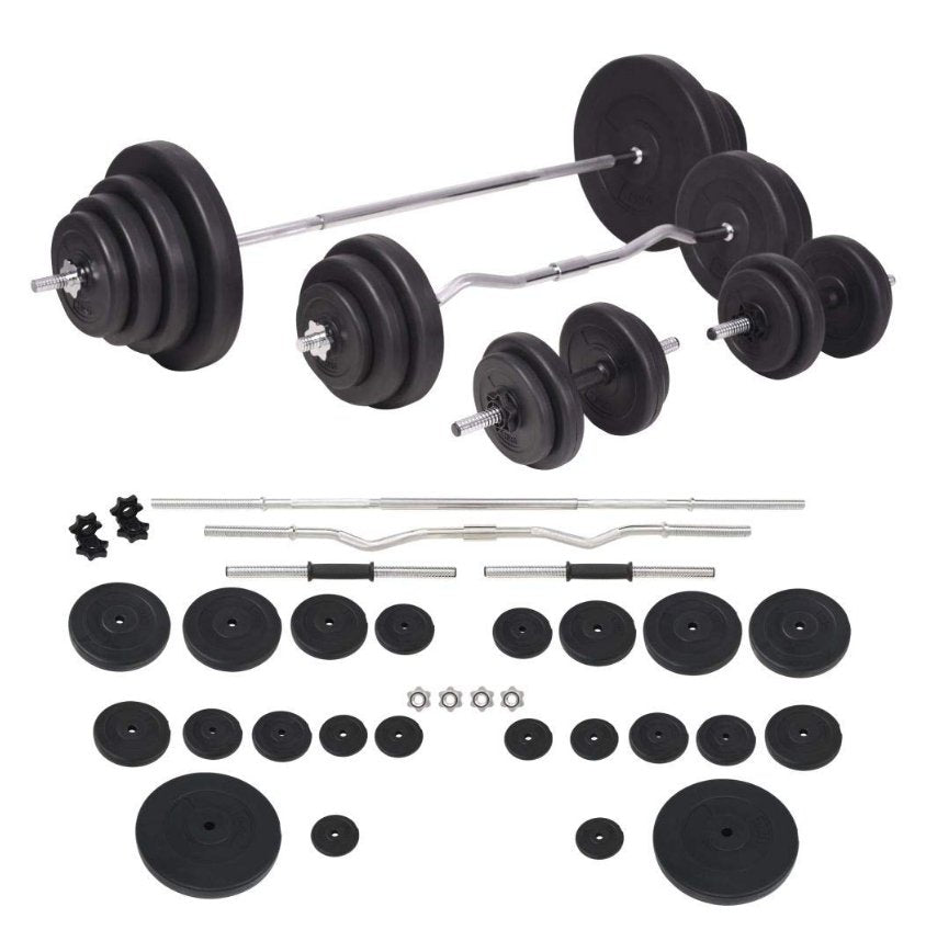 Juego de Pesas con Barras y Mancuernas 25mm - Fitness Tech