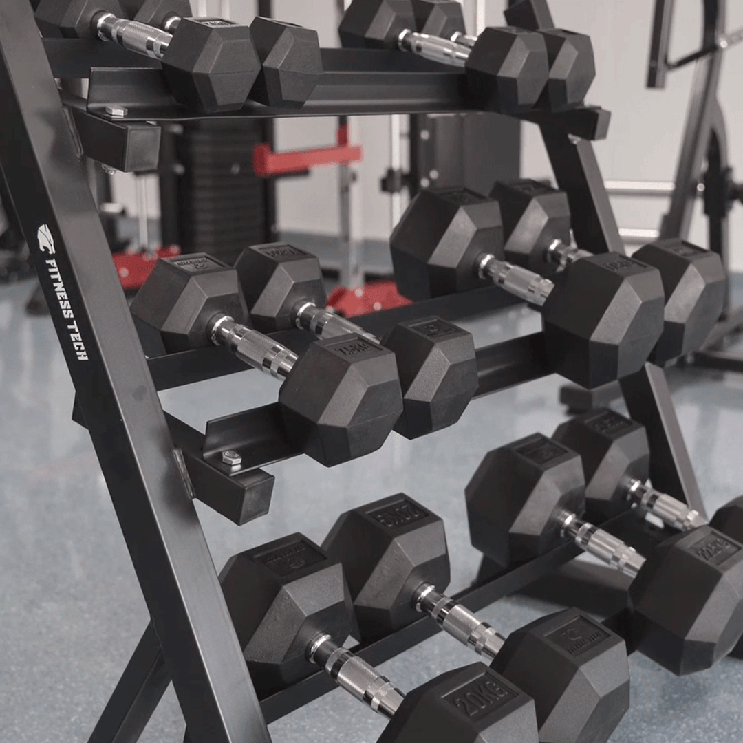 Conjunto Halteres + Halteres Hexagonais 2,5kg a 22,5kg