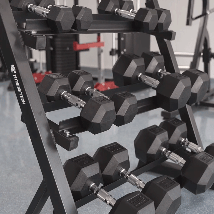 Conjunto Halteres + Halteres Hexagonais 2,5kg a 22,5kg