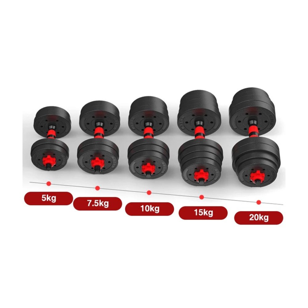 Juego de Mancuernas 2 en 1 con barra extensible ajustable - Fitness Tech