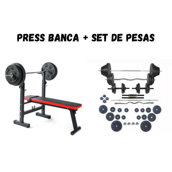 SET PRESS BANCO + CONJUNTO DE PESOS E HALTERES